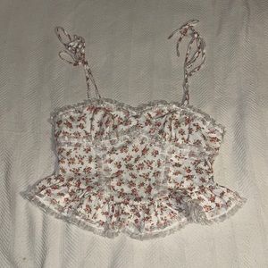 SHEIN Floral Peplum Corset Top